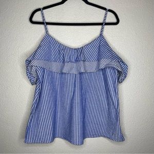 A new day blue & white stripped off the shoulder blouse- XXL